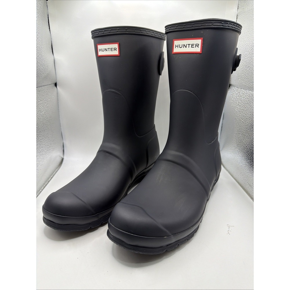 Hunter Original Women's Short Back Adjustable black Rain Boots. Size US 11. New